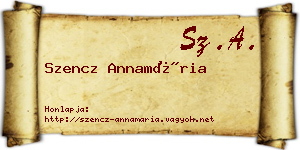 Szencz Annamária névjegykártya
